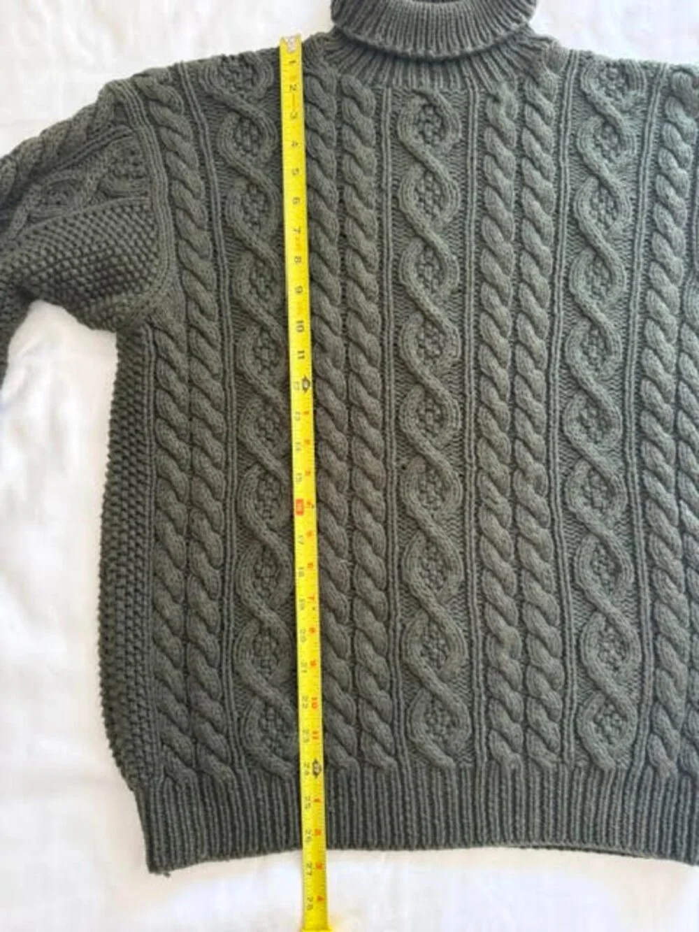 VTG 90s Polo Ralph Lauren Hand Knit Heavy Cotton Cable Turtleneck Sweater L